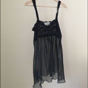 Sheer black sexy lace slip